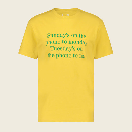 The Analogues | Sundays on the phone T-shirt Yellow | Front